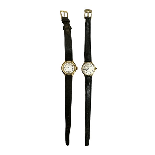 117 - Pair of ladies wristwatches with 9ct gold Summit quartz with leather strap in case and Oris Trio wit... 