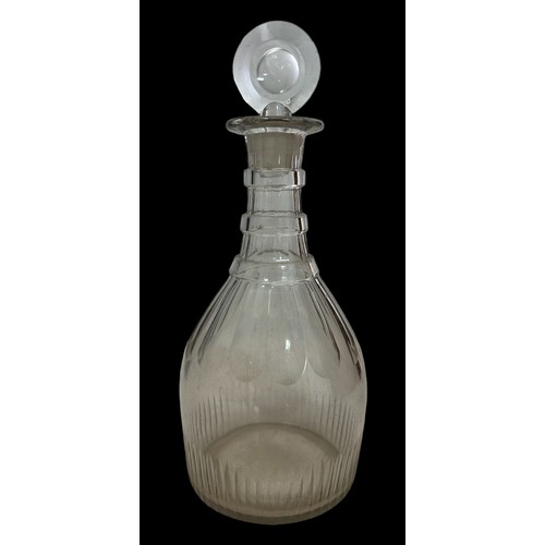 317 - George III Triple Neck glass Decanter, tapering form with triple ring neck. Height 28cm.