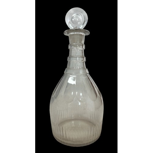 317 - George III Triple Neck glass Decanter, tapering form with triple ring neck. Height 28cm.