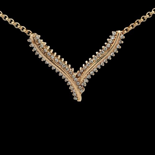 25 - A diamond and 9ct gold wishbone necklace, Birmingham hallmarks. Weight 11.7g. Very good condition ov... 