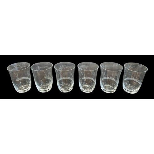 355 - Rowland Ward, set of six boxed Rowland Ward Safari animal engraved glass tumblers. With; Rhino, Buff... 