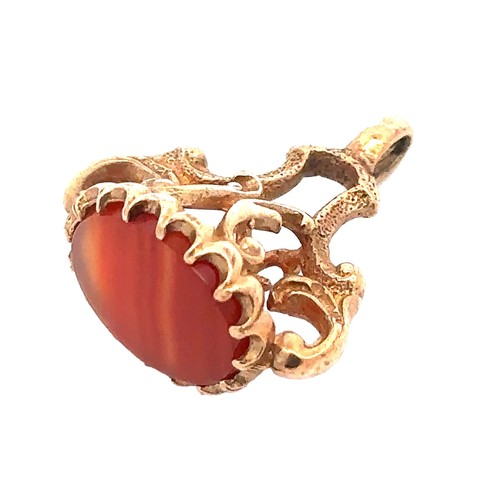 23 - A 9ct gold hallmarked agate fob. Weight 5.03g. Minor scratches on agate, otherwise in very good cond... 