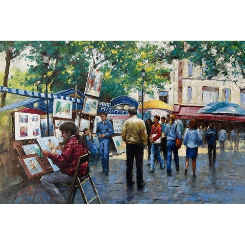 425 - Johnny Gaston (British, b. 1955), ‘Montmartre Paris’ (1971), Parisian Place du Tertre Street Scene, ... 