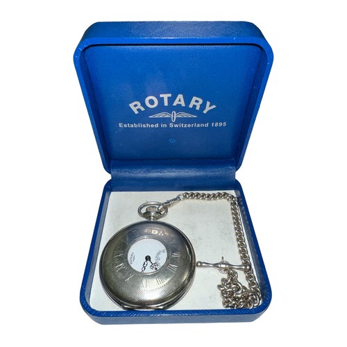 105 - Rotary, Rotary 17 Jewels Incabloc silver Pocket Watch, Swiss Made, hallmarked to inside front, with ... 