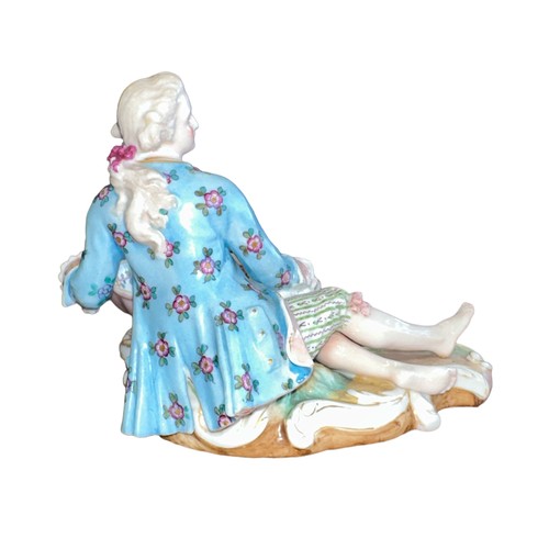 193 - Meissen, a late 19th Century Meissen figural sweetmeat / bonbon porcelain dish, modelled as a reclin... 