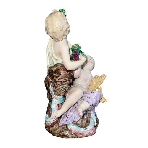 194 - Meissen, allegorical figure group by Meissen porcelain, modelled as Summer and Autumn in the form of... 