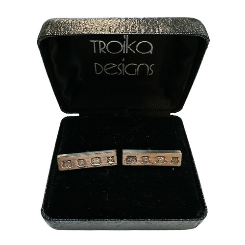 152 - Boxed pair of Troika Designs fully hallmarked silver cufflinks.