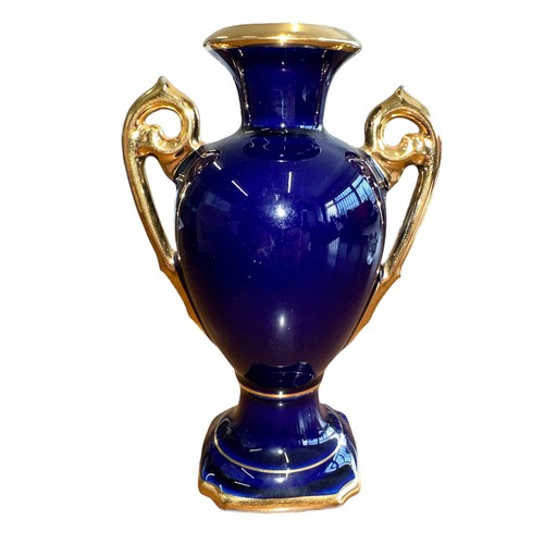 352 - Limoges vase (14cm tall) with Edinburgh crystal paperweight.