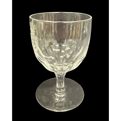 306 - Royal Yacht Osborne, cut glass wine goblet with etched with Cypher and Prince of Wales feathers, ins... 