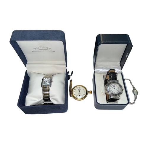 114 - Range of watches (4) with silver Luzy-Pelissac ladies wristwatch, boxed Royal Navy watch with compas... 