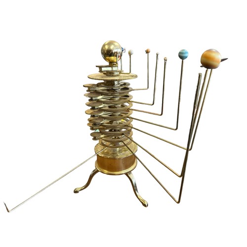 301 - An Eaglemoss constructed solar system brass orrery, missing Neptune, otherwise in good condition. Re... 