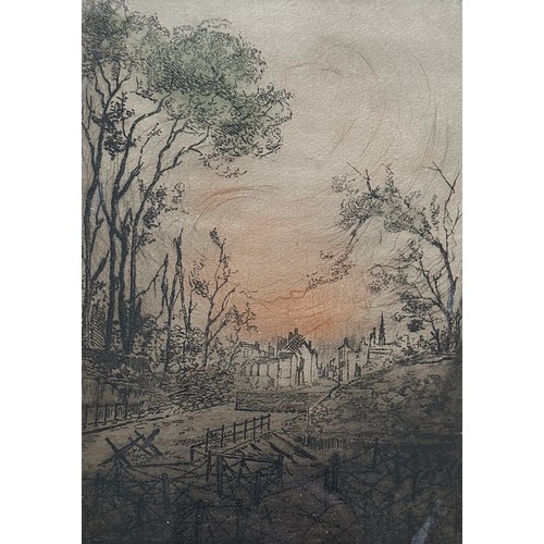 390 - Paul Mansard (French, Early 20th Century), Pair of First World War era aquatint landscape etchings, ... 