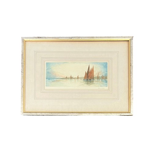 392 - Alan Moore, Sailing Ships, aquatint colour etching of sailing ships at sea. Signed ‘Alan Moore’ in p... 