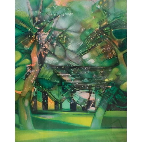 379 - Camille Hilaire (French, 1916-2004), Untitled green colour abstract lithograph, signed in pencil low... 