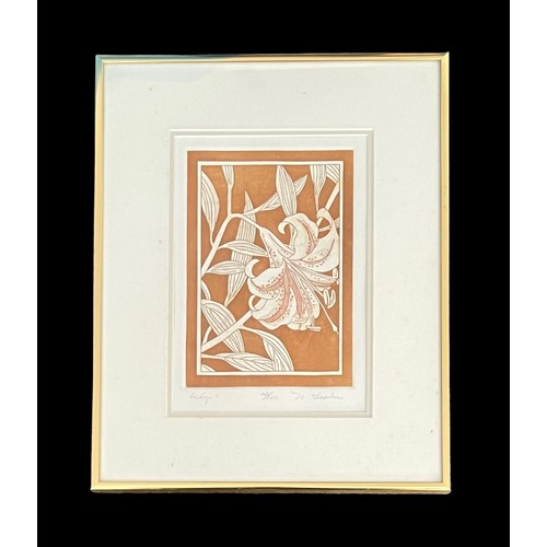 388 - Nancy Leslie (American, Contemporary), ‘Lily’ colour etching, signed, titled and numbered in pencil.... 