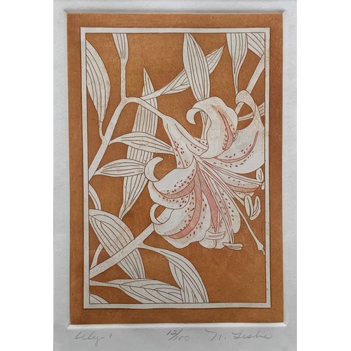 388 - Nancy Leslie (American, Contemporary), ‘Lily’ colour etching, signed, titled and numbered in pencil.... 