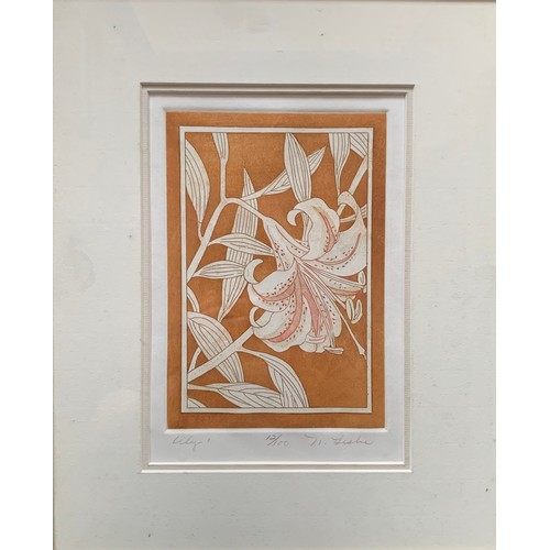 388 - Nancy Leslie (American, Contemporary), ‘Lily’ colour etching, signed, titled and numbered in pencil.... 