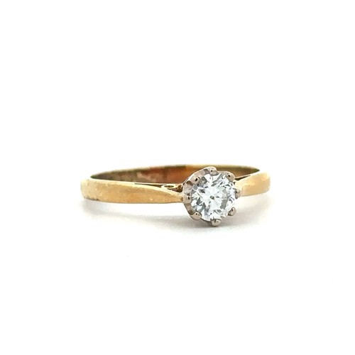 82 - A hallmarked 18ct yellow gold diamond solitaire ring of approx 0.25ct, size H. Weight 1.72g.

Please... 