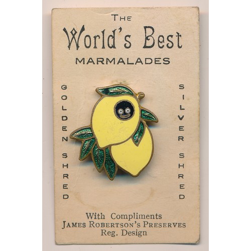 168 - Robertson's Golden Shred enamel badge - lemon on card. Some light scratches to yellow enamel. Miller... 