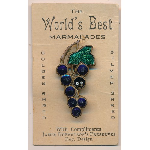 172 - Robertson's pre-war Blackcurrant badge on card. Enamel and card in good condition. Miller makers mar... 