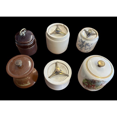 201 - Taylor Tunnicliffe. A Collection five Taylor Tunnicliffe and one American Tobacco jars to include a ... 