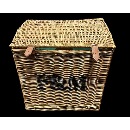 339 - Fortnum and Mason tall wicker hamper basket, generally near mint to excellent, approx. size: H42cm x... 