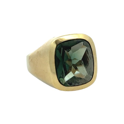 38 - A green paste signet ring stamped 585, Size T. Weight 9.43g.

Please see the buyer's terms and condi... 