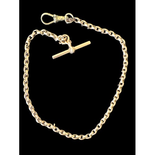 96 - An Albert link chain, stamped 9ct gold. Weight 14.23g. The chain is not complete - the lobster claw ... 