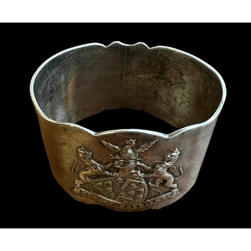 131 - Silver Coronation Celebration napkin ring with the insignia for the arms of the Worshipful Co. of Pa... 