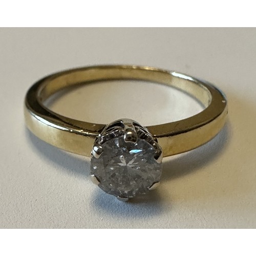 45 - A diamond solitaire ring of approx 0.6ct. Clarity I2. Weight 2.88g. Unmarked gold but tests as 18ct.... 