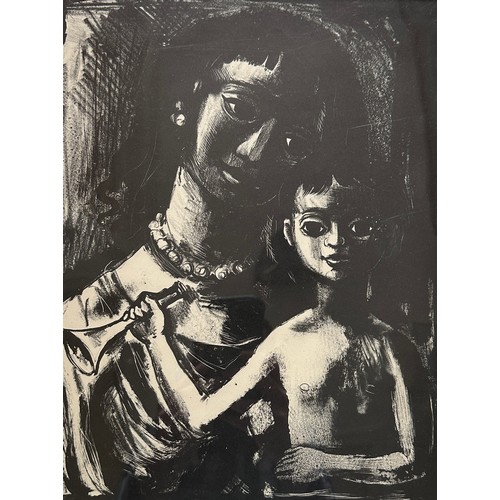 370 - Clarke Hutton (British, 1898-1985), ‘Mother and Child’ original printer’s proof (c. 1950’s). Black a... 