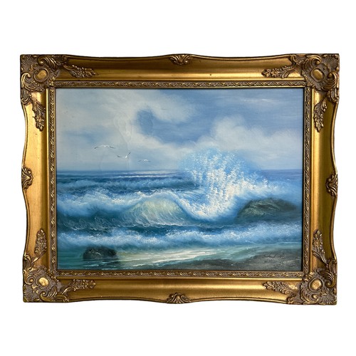 423 - Schubert (Contemporary), Seascape and Seagulls oil on canvas. Signed ‘Schubert’ to lower right and f... 