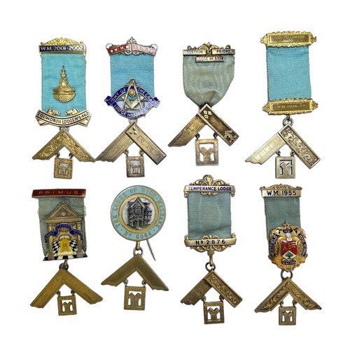 180 - Masonic silver past masters jewels (8), all hallmarked, with Standard Lodge No.6820 to W. Bro. Charl... 