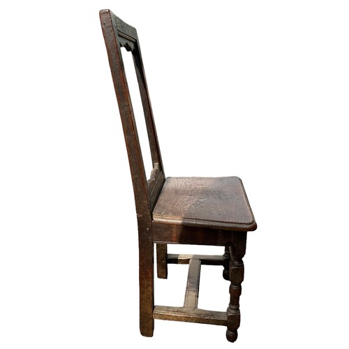 334 - 17th / 18th Century Oak Convent / Monastery Nuns Chair, carved back, turned onion feet, board seat. ... 