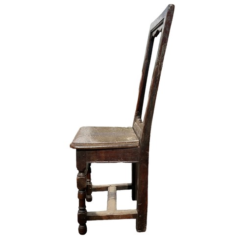 334 - 17th / 18th Century Oak Convent / Monastery Nuns Chair, carved back, turned onion feet, board seat. ... 