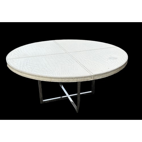 333 - Fendi, set of three contemporary Fendi stacking tables, white crocodile skin effect finish exterior ... 