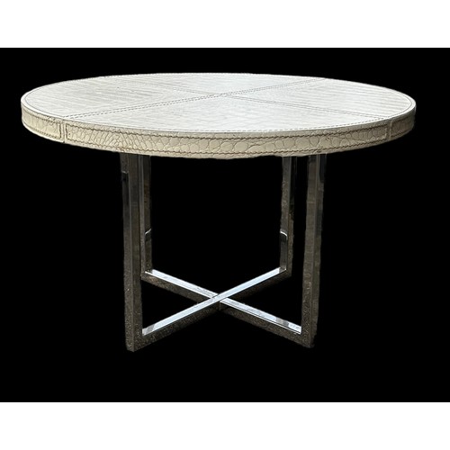 333 - Fendi, set of three contemporary Fendi stacking tables, white crocodile skin effect finish exterior ... 