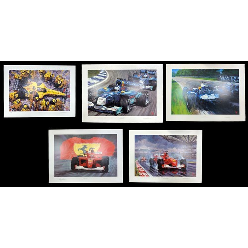 359 - F1 motor racing prints, unframed and published by Montage Artique, generally excellent, with Yellow ... 