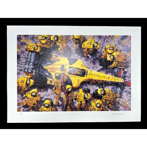 359 - F1 motor racing prints, unframed and published by Montage Artique, generally excellent, with Yellow ... 