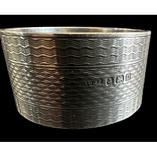 132 - Docker & Burn silver napkin ring engraved with letter ‘F’ to the front and inscribed ‘Christmas 1928... 