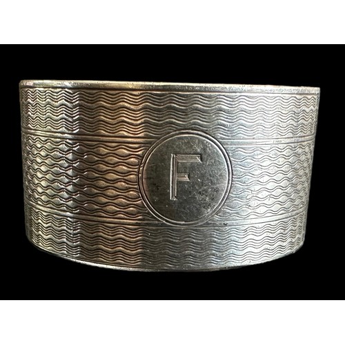 132 - Docker & Burn silver napkin ring engraved with letter ‘F’ to the front and inscribed ‘Christmas 1928... 