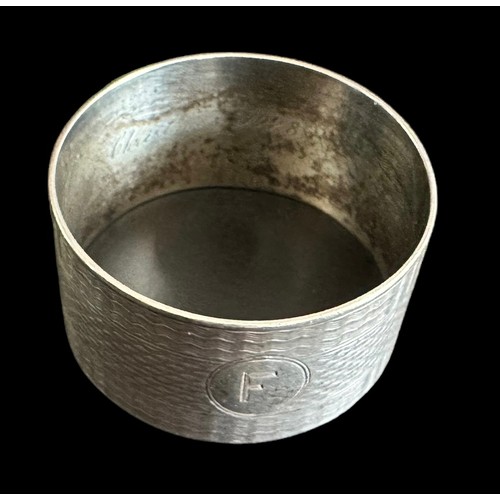 132 - Docker & Burn silver napkin ring engraved with letter ‘F’ to the front and inscribed ‘Christmas 1928... 