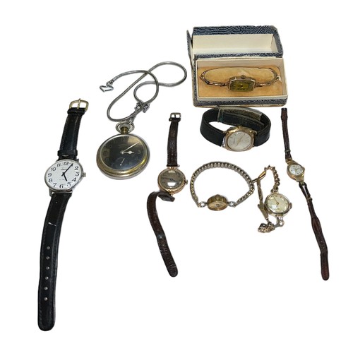 123A - A collection of watches (8), with Ingersoll Leader Radiolite pocket watch, wristwatches with Ingerso... 