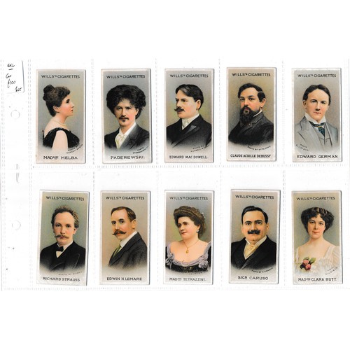 336 - Wills 1911 Musical Celebrities First Series complete set of 50 with 1916 Musical Celebrities Second ... 