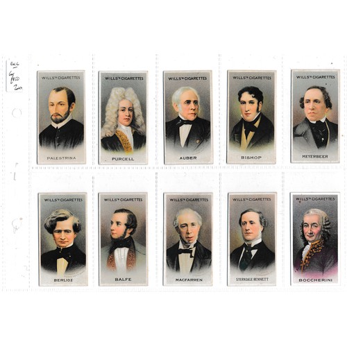 336 - Wills 1911 Musical Celebrities First Series complete set of 50 with 1916 Musical Celebrities Second ... 