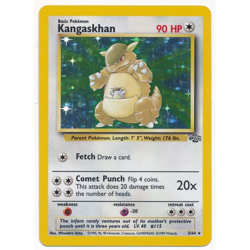 393 - Kangaskhan 5/64 Jungle Set Pokemon Card. In good condition. Has been kept in a protective sleeve.