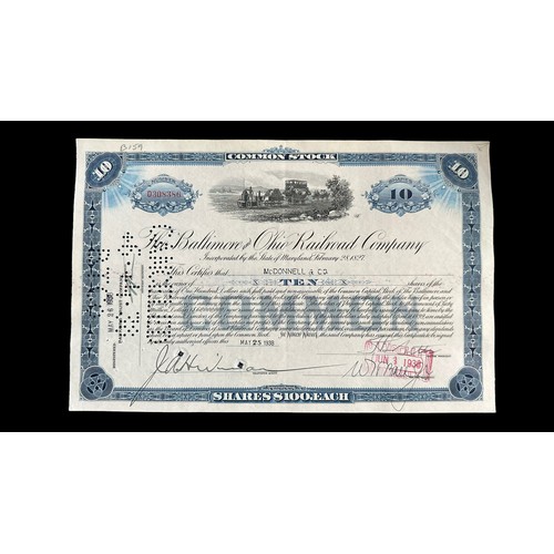 227 - 19th Century onwards World Rail Company cancelled Share Certificates, Debentures, etc., with America... 