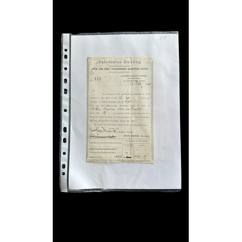 229 - 19th Century onwards UK Rail Company Share related documents to include a variety of Debentures, Div... 