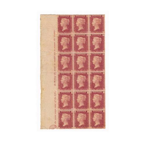 102 - Great Britain, 1858-79 1d red plate 202 in marginal block of 18 M / UM (SG 43 Pl. 202) Cat. £1,440, ... 