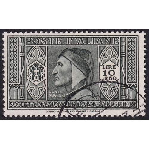 69 - Italy 1932 Dante Alighieri Society 10l.+2l.50 Olive-Green (SG 325), Used, Cat Val £250.